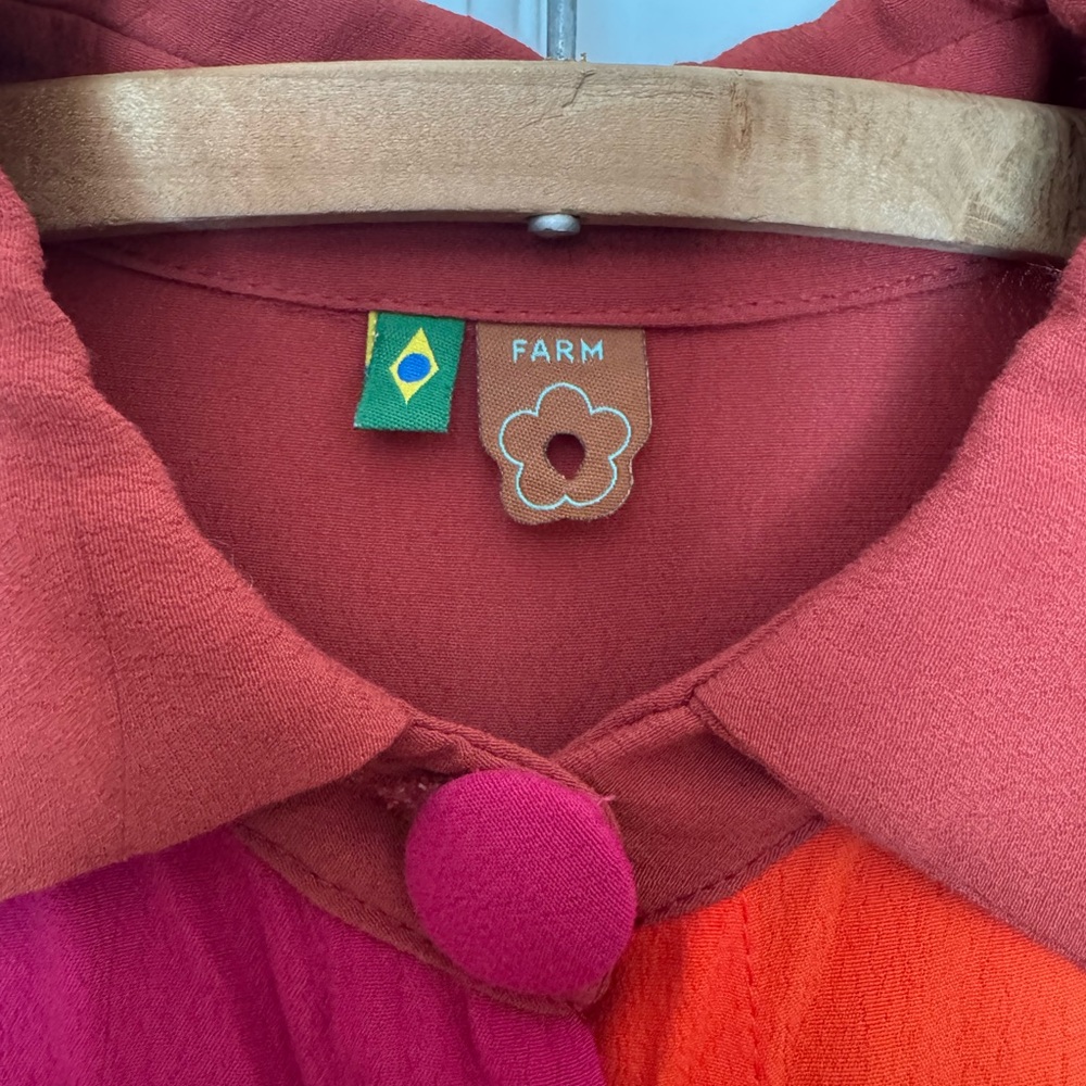 Farm Rio Brazilian Collection Colorblock Button-Up Blouse - Picture 2 of 3